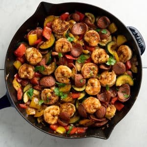 cajun shrimp and vegetables cooked in one pan