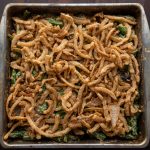 green bean casserole in a pan